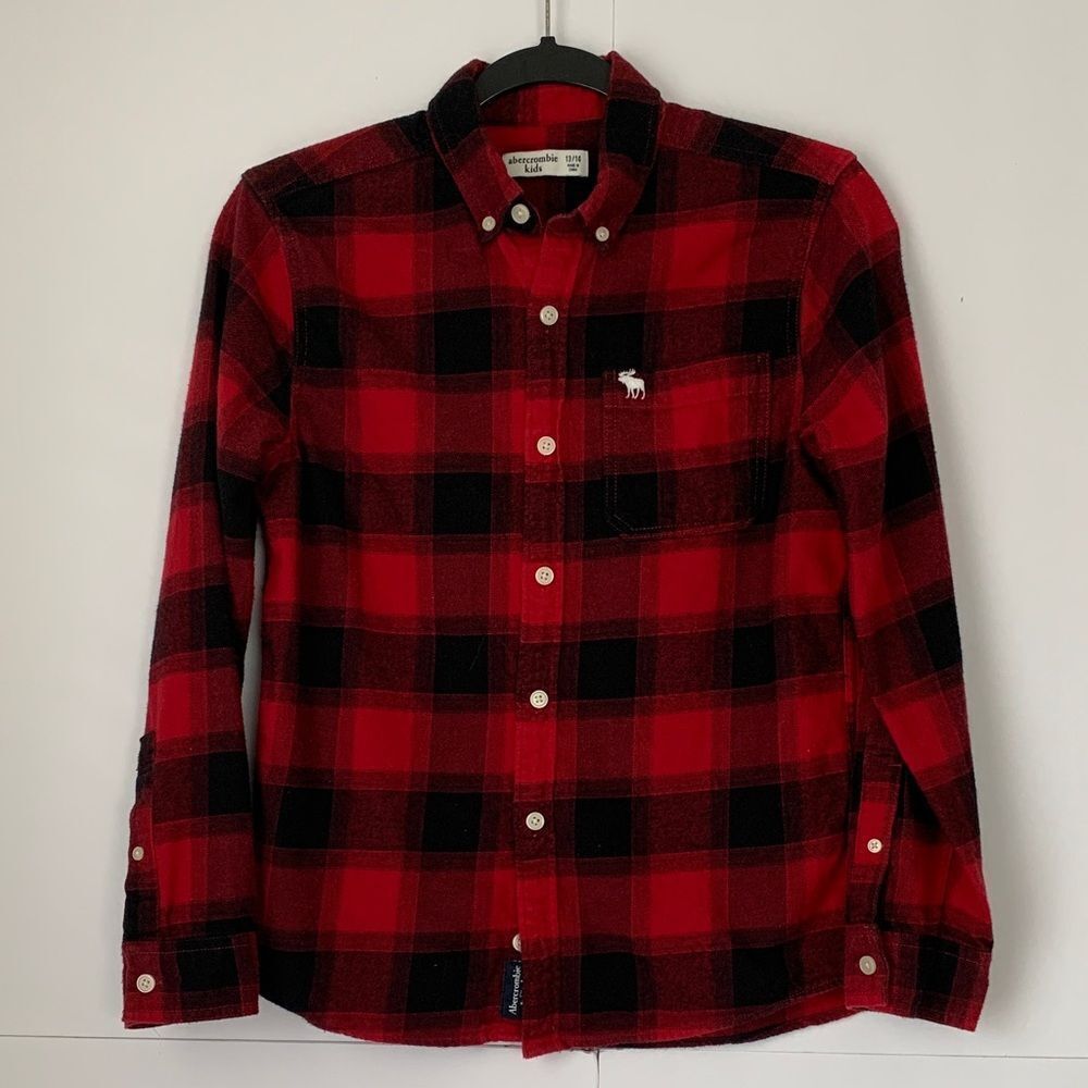 Abercrombie & Fitch Kids Red Plaid Flannel Shirt Size 13/14